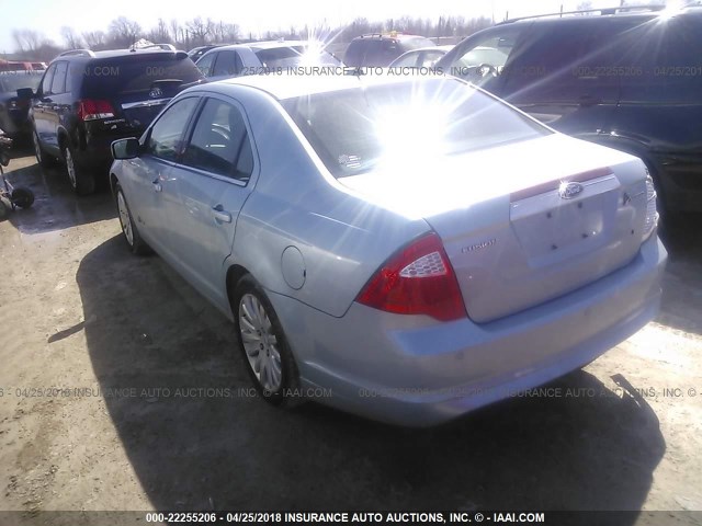 3FADP0L39AR291494 - 2010 FORD FUSION HYBRID Light Blue photo 3