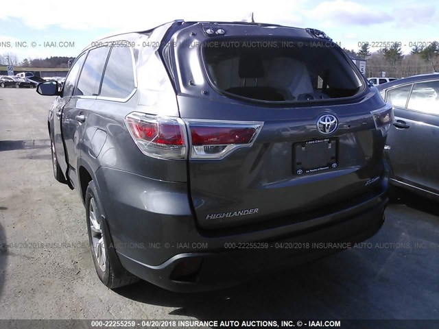 5TDJKRFH6FS210690 - 2015 TOYOTA HIGHLANDER XLE ნაცრისფერი ფოტო 3