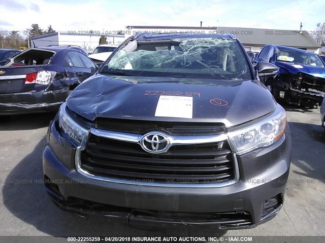 5TDJKRFH6FS210690 - 2015 TOYOTA HIGHLANDER XLE GRAY photo 6