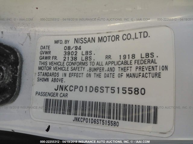 JNKCP01D6ST515580 - 1995 INFINITI G20 WHITE photo 9