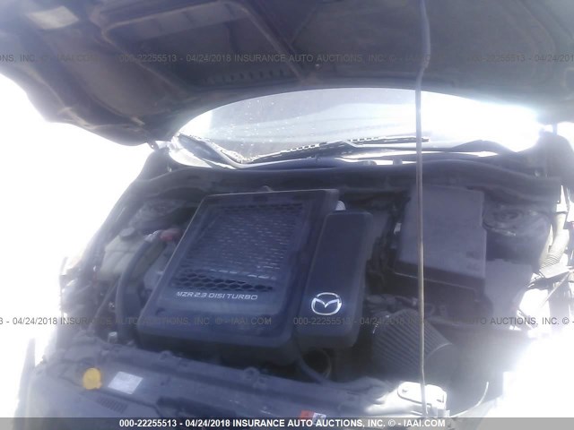 JM1BL1K31B1389404 - 2011 MAZDA SPEED 3 GRAY photo 10