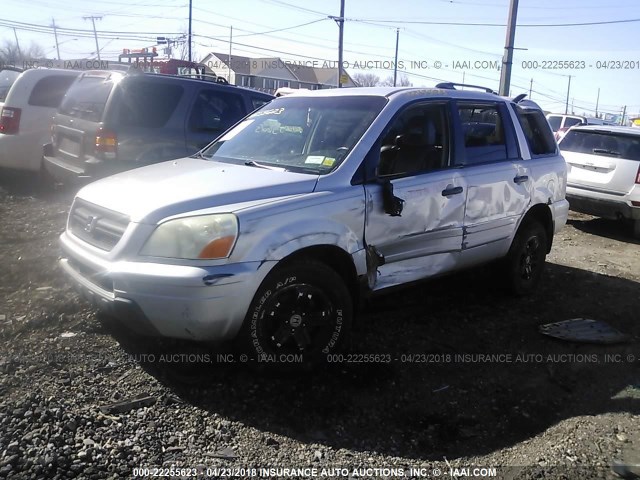 2HKYF185X3H619364 - 2003 HONDA PILOT EXL SILVER photo 2