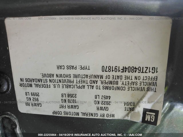 1G1ZT64804F191870 - 2004 CHEVROLET MALIBU MAXX LS GRAY photo 9