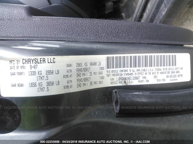 1J8HG48K08C129807 - 2008 JEEP COMMANDER SPORT Grau Foto 9