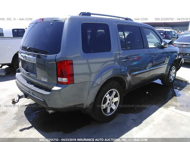 5FNYF4H91BB104013 - 2011 HONDA PILOT TOURING GRAY photo 4