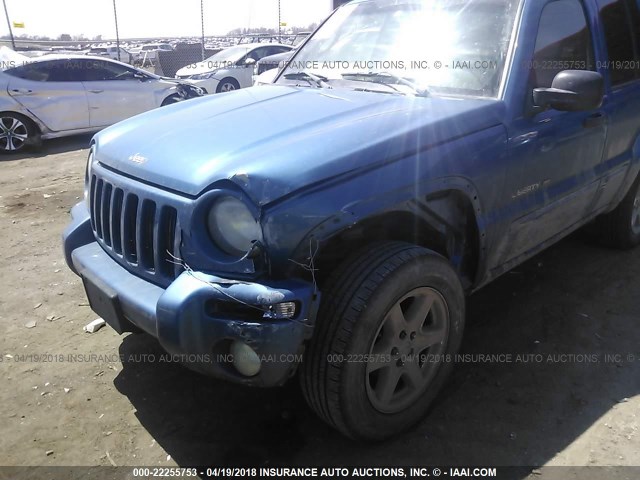 1J4GL58KX3W564159 - 2003 JEEP LIBERTY LIMITED BLUE photo 6