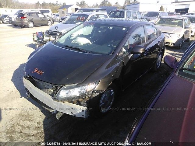 2HGFB2F67DH529220 - 2013 HONDA CIVIC HF ყავისფერი ფოტო 2
