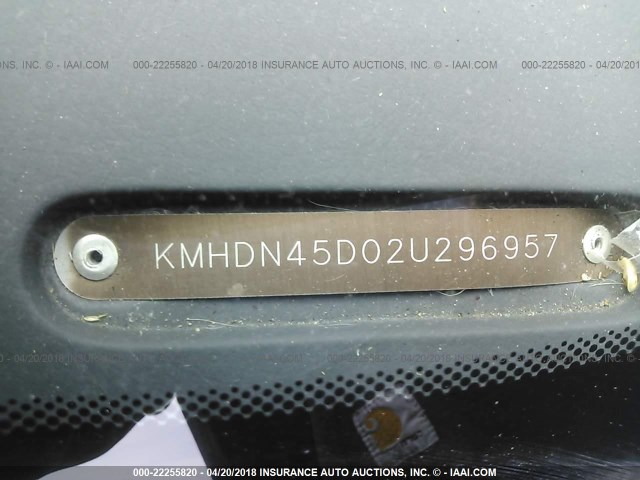 KMHDN45D02U296957 - 2002 HYUNDAI ELANTRA GLS/GT BLACK photo 9