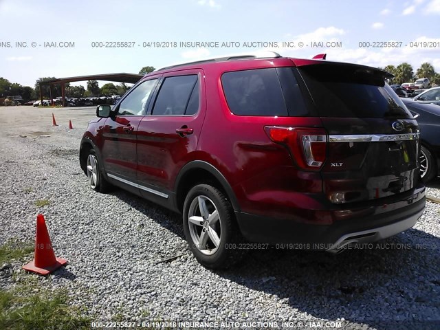 1FM5K7D82HGA73734 - 2017 FORD EXPLORER XLT RED photo 3