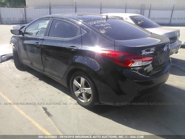 5NPDH4AEXCH107785 - 2012 HYUNDAI ELANTRA GLS/LIMITED BLACK photo 3