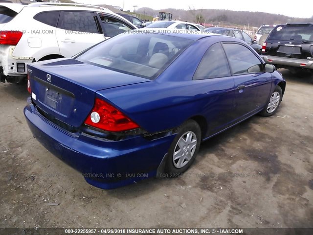 1HGEM22145L070670 - 2005 HONDA CIVIC DX VP BLUE photo 4