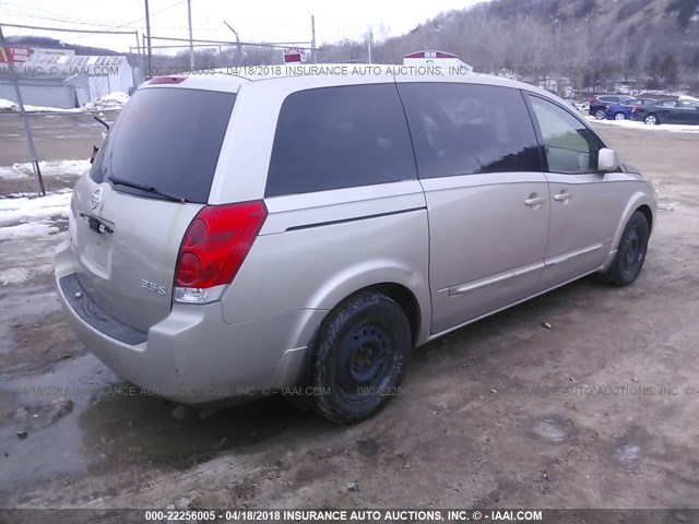 5N1BV28U44N320486 - 2004 NISSAN QUEST S/SE/SL GOLD photo 4