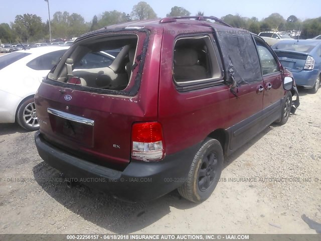 KNDUP132756685702 - 2005 KIA SEDONA EX/LX BURGUNDY photo 4