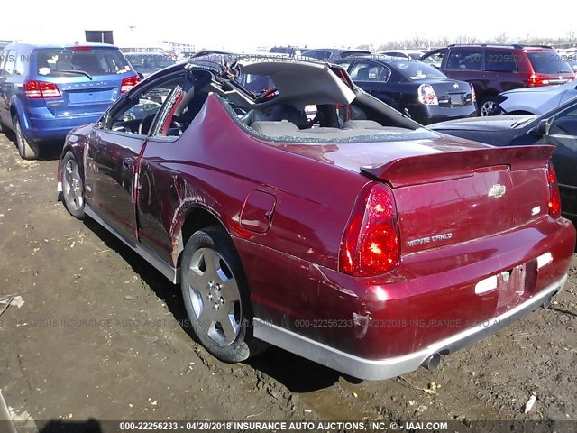 2G1WL15C679419845 - 2007 CHEVROLET MONTE CARLO SS მუქწითელი ფოტო 3