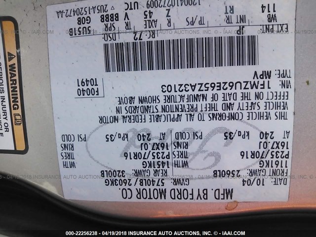 1FMZU62E65ZA32103 - 2005 FORD EXPLORER XLS/XLS SPORT SILVER photo 9