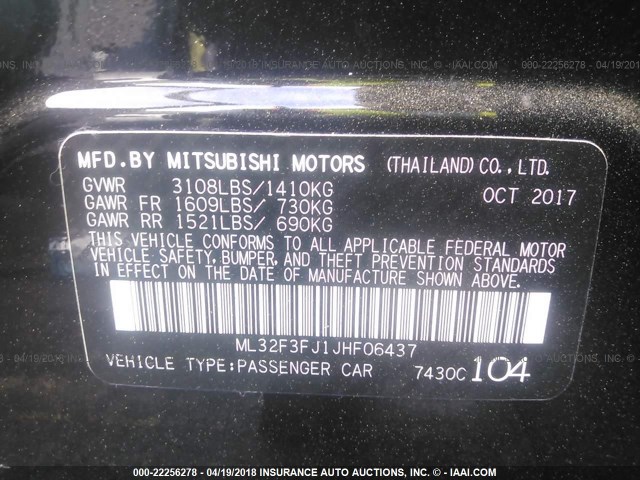 ML32F3FJ1JHF06437 - 2018 MITSUBISHI MIRAGE G4 ES Qara foto 9