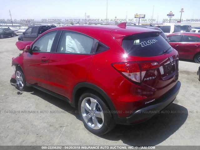 3CZRU5H39HM724487 - 2017 HONDA HR-V LX RED photo 3