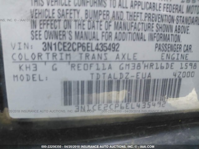 3N1CE2CP6EL435492 - 2014 NISSAN VERSA NOTE S/S PLUS/SV/SL BLACK photo 9