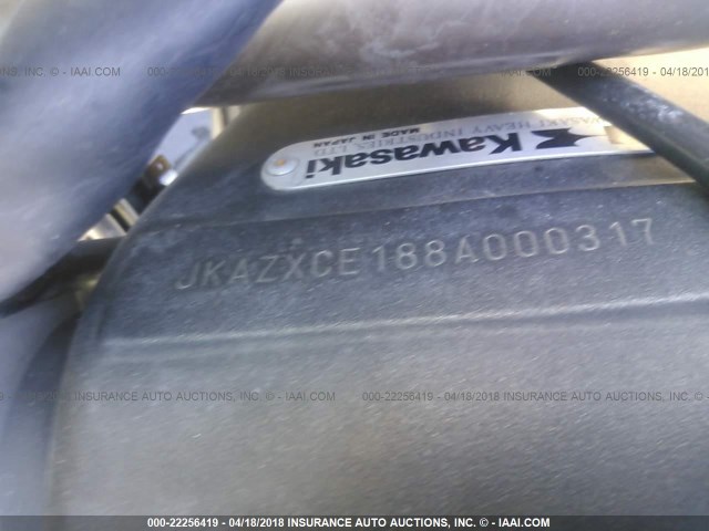 JKAZXCE188A000317 - 2008 KAWASAKI ZX1000 E BLACK photo 10