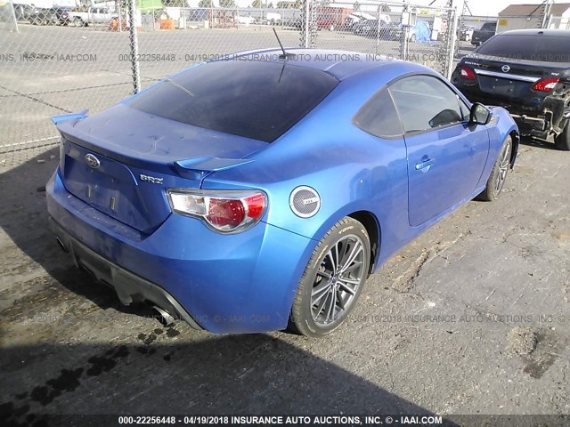 JF1ZCAC12D1603028 - 2013 SUBARU BRZ 2.0 LIMITED BLUE photo 4