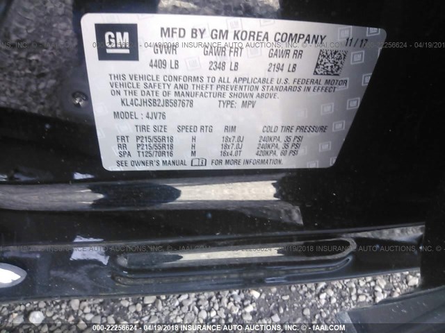 KL4CJHSB2JB587678 - 2018 BUICK ENCORE PREMIUM BLACK photo 9