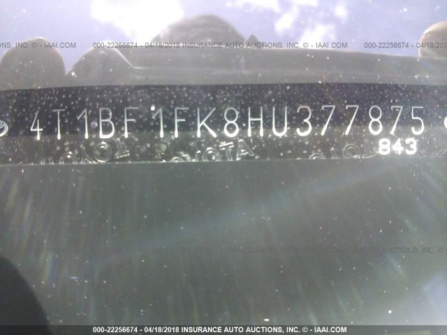 4T1BF1FK8HU377875 - 2017 TOYOTA CAMRY LE/XLE/SE/XSE BLACK photo 9