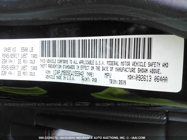 1C4PJMBS5EW155942 - 2014 JEEP CHEROKEE TRAILHAWK 黑色 照片 9