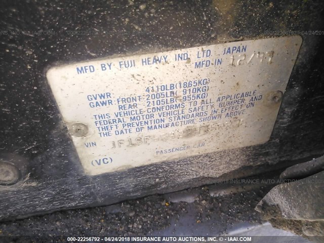 JF1SF6552WH762275 - 1998 SUBARU FORESTER S 黑色 照片 9