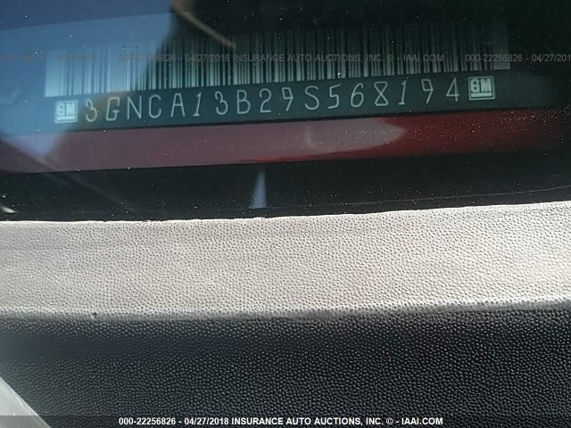 3GNCA13B29S568194 - 2009 CHEVROLET HHR LS BURGUNDY photo 9