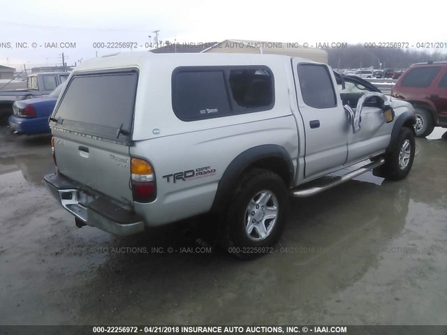 5TEHN72NX2Z061199 - 2002 TOYOTA TACOMA DOUBLE CAB GRAY photo 4