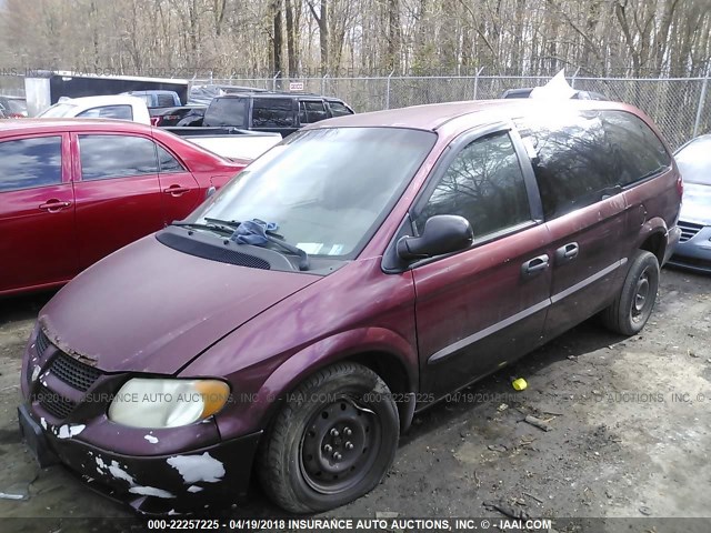 1B4GP24372B546728 - 2002 DODGE GRAND CARAVAN SE MAROON photo 2