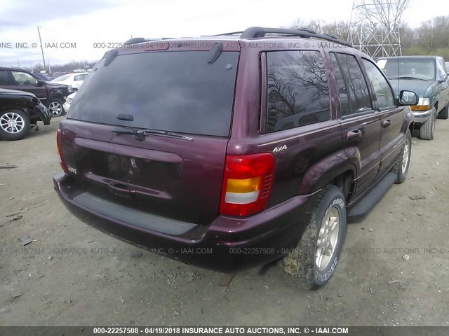 1J4GW68S2XC666690 - 1999 JEEP GRAND CHEROKEE LIMITED MAROON photo 4