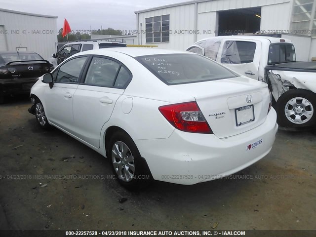 19XFB2F55CE058510 - 2012 HONDA CIVIC LX WHITE photo 3