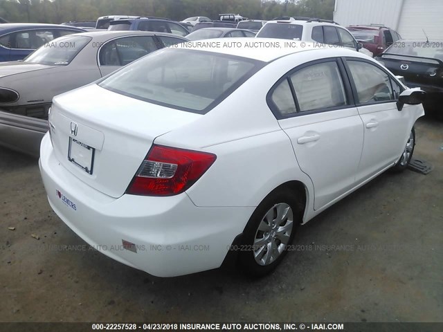 19XFB2F55CE058510 - 2012 HONDA CIVIC LX WHITE photo 4