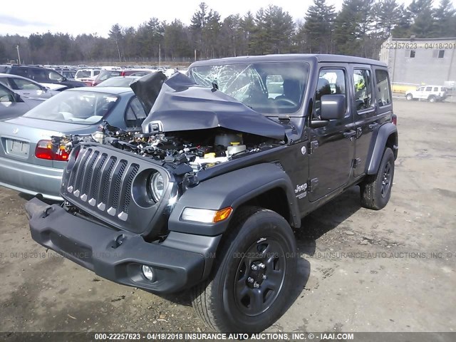 1C4HJXDG0JW139995 - 2018 JEEP WRANGLER UNLIMITE SPORT GRAY photo 2