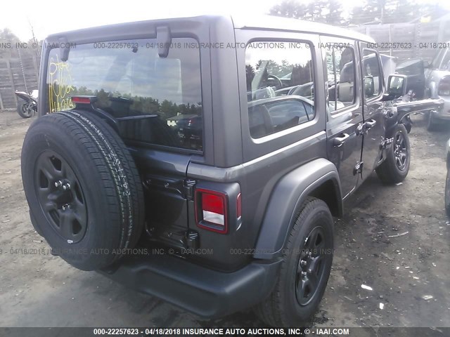 1C4HJXDG0JW139995 - 2018 JEEP WRANGLER UNLIMITE SPORT GRAY photo 4