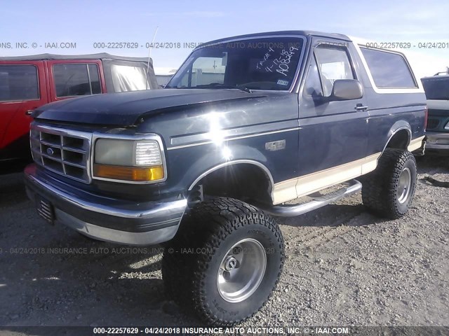 1FMEU15N2NLA08249 - 1992 FORD BRONCO U100 BLUE photo 2