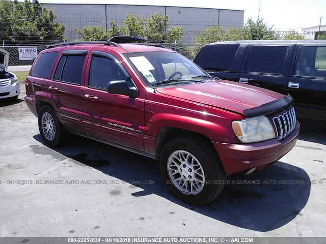 1J4GX58S62C228013 - 2002 JEEP GRAND CHEROKEE LIMITED RED photo 1