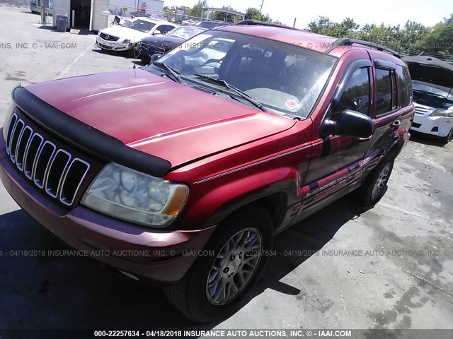 1J4GX58S62C228013 - 2002 JEEP GRAND CHEROKEE LIMITED RED photo 2