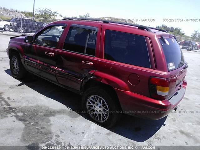 1J4GX58S62C228013 - 2002 JEEP GRAND CHEROKEE LIMITED RED photo 3