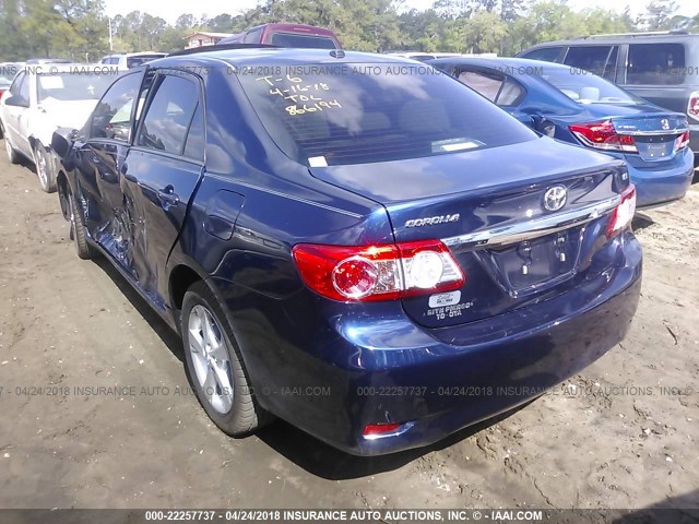 5YFBU4EE0CP068351 - 2012 TOYOTA COROLLA S/LE BLUE photo 3