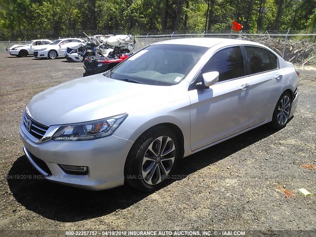 1HGCR2F5XDA251157 - 2013 HONDA ACCORD SPORT SILVER photo 2