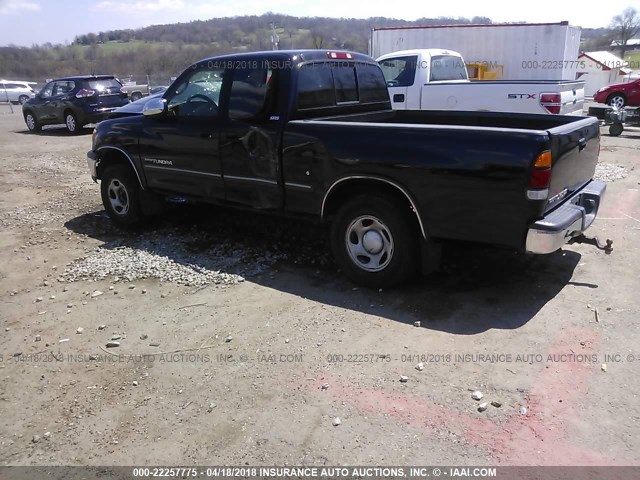 5TBRN34102S327021 - 2002 TOYOTA TUNDRA ACCESS CAB SR5 BLACK photo 3