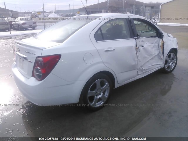 1G1JE5SBXE4216514 - 2014 CHEVROLET SONIC LTZ WHITE photo 4