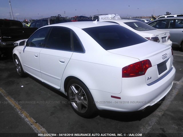 WAUAF78E78A069752 - 2008 AUDI A4 2.0T WHITE photo 3