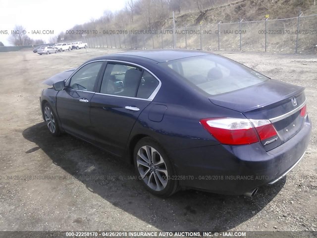 1HGCR2F57DA005456 - 2013 HONDA ACCORD SPORT BLUE photo 3