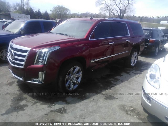 1GYS3HKJ5FR287113 - 2015 CADILLAC ESCALADE ESV LUXURY RED photo 2
