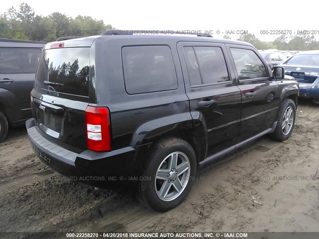 1J8FT28W98D699101 - 2008 JEEP PATRIOT SPORT BLACK photo 4