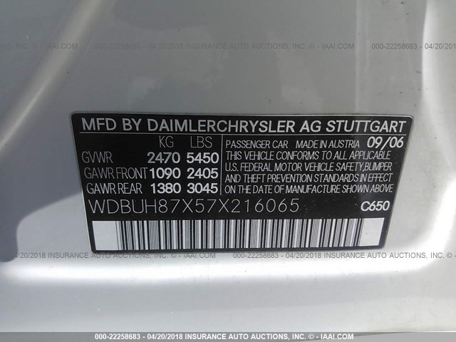 WDBUH87X57X216065 - 2007 MERCEDES-BENZ E 350 4MATIC WAGON WHITE photo 9