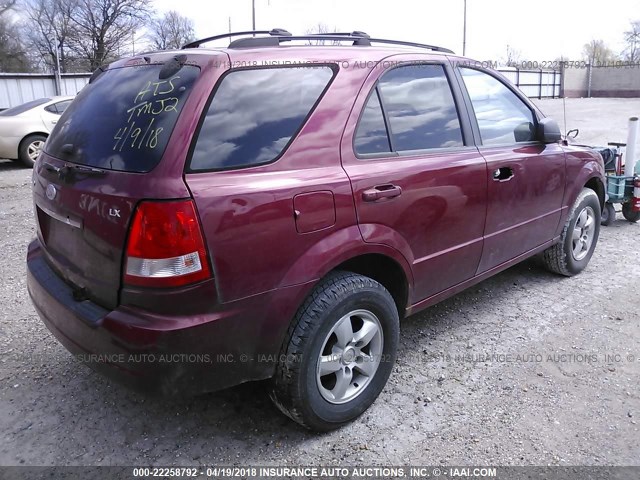 KNDJD733865611140 - 2006 KIA SORENTO EX/LX MAROON photo 4